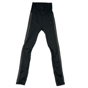 Nike Dri Fit Fold Over Knit Black Training Athletic Tights High Rise Women's XS